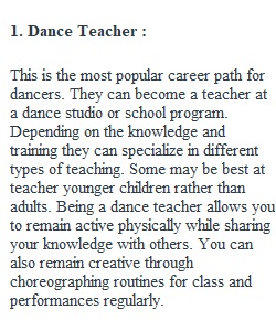 Chapter 12- Dance in Education and Careers in Dance